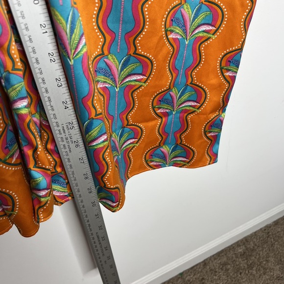 Chelsea Peers Pajama Set Womens Large 14 Orange Tropical Satin 2 Piece Wrap Top - Picture 13 of 16